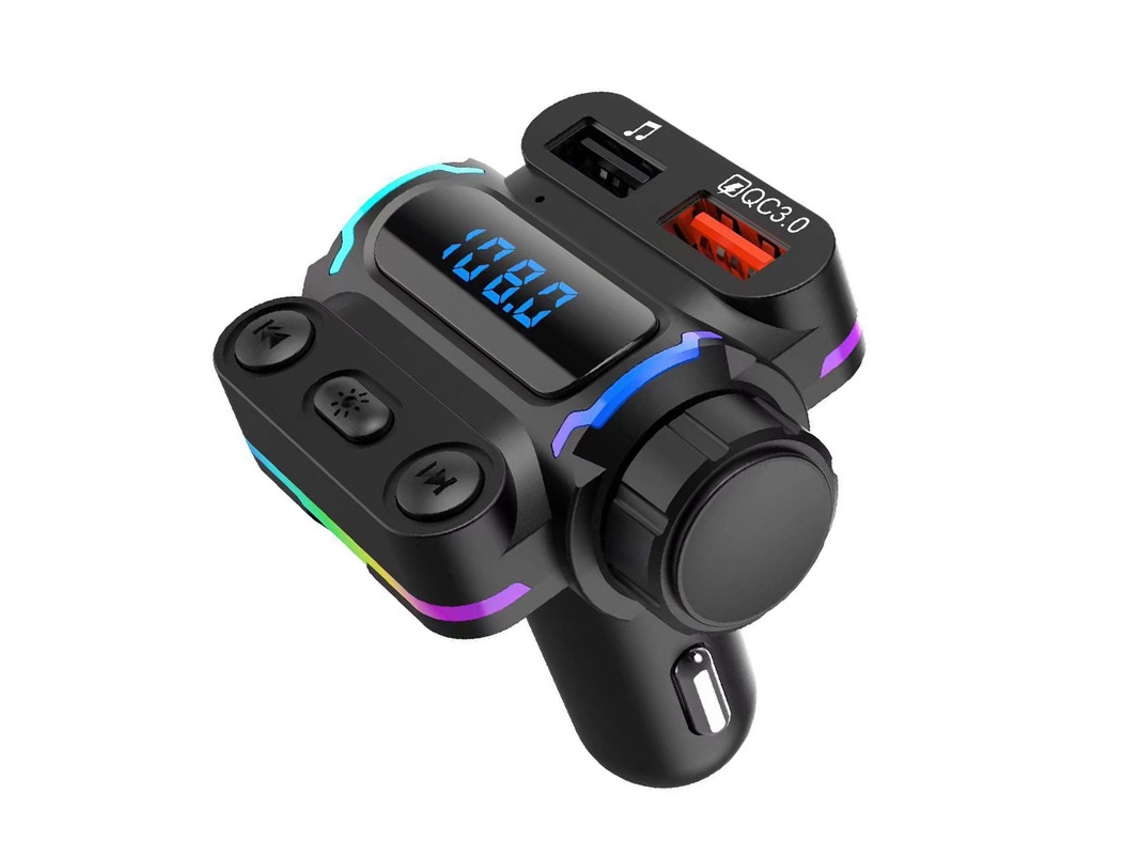 Transmisor de FM YIZHOOD P7 USB dual manos libres Bluetooth 5.0 de 12/24 V con adaptador de carga rápida PD20W QC3.0 negro