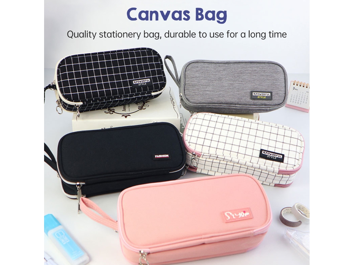 Estojo de Lápis Rosa Cute com Grande Capacidade Multicamadas Durável para Escola Estudantes Armazenamento Papelaria