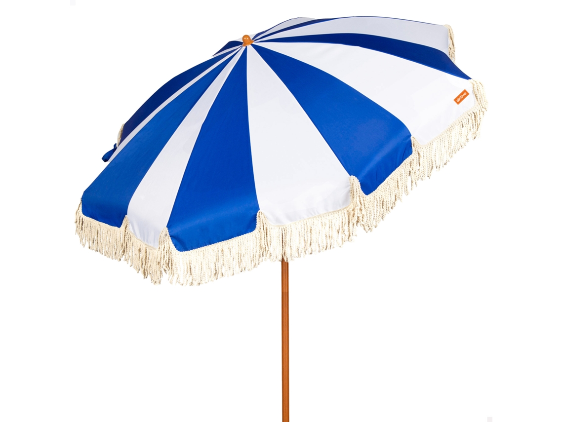 Aktive Sombrilla De Playa 8 Varillas 200 Cm Diseño Marinero Con Flecos