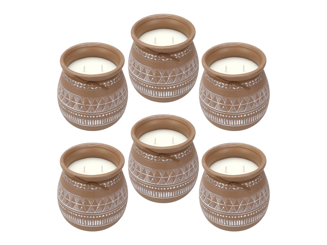 WELL HOME - Pack 6 Velas aromática envase de cemento
