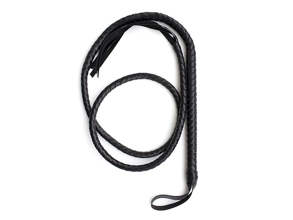 Látigo De Cuero Y Gamuza De 1,9 M Con Colas Trenzadas Para Equitación (negro)