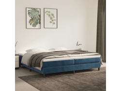 Cama Box Spring Con Colchón Terciopelo Azul Oscuro 200x200 Cm