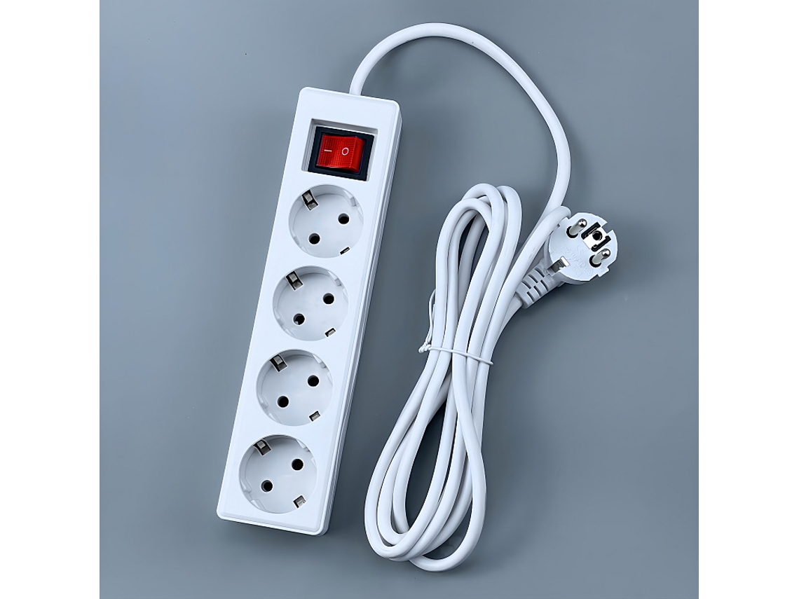Regleta Digitallab con interruptor, cuatro enchufes y cable de 3 m (blanca)