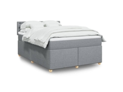 Cama Box Spring Con Colchón Tela Gris Claro 160x200 Cm