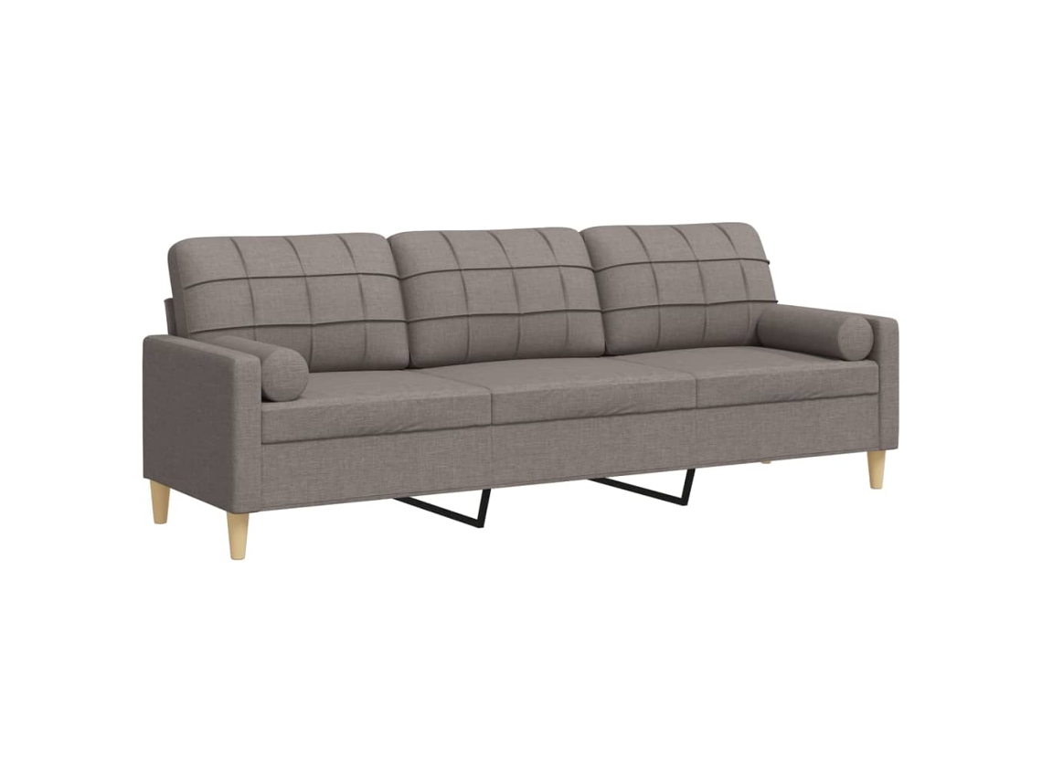Maison Exclusive - Sofá De 3 Plazas Con Cojines Tela Gris Taupe 210 Cm