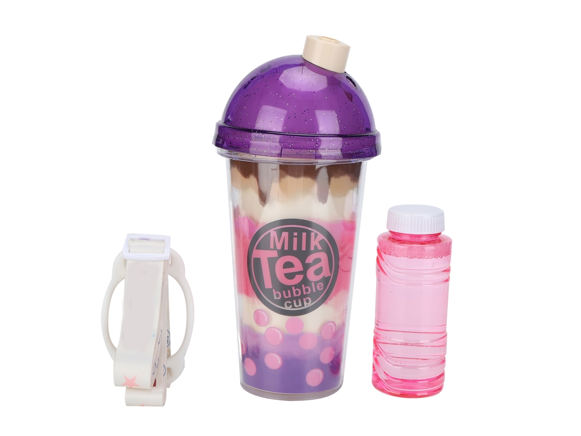 Máquina De Burbujas Eléctrica Para Niños Forma Taza De Leche Con Música Luces Juguete Automático Portátil Morado Azul