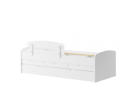 Cama nido con somier y barrera aglomerado blanco 90x200cm MUEMUE