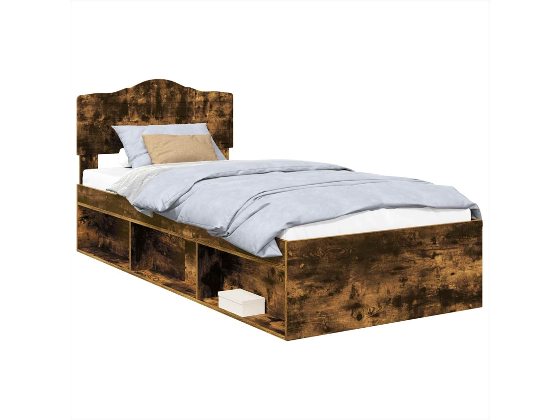 Maison Exclusive - Estructura De Cama Con Cabecera Roble Ahumado 90 X 190 Cm