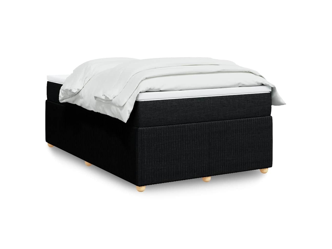Cama Box Spring Con Colchón Tela Negro 120x200 Cm
