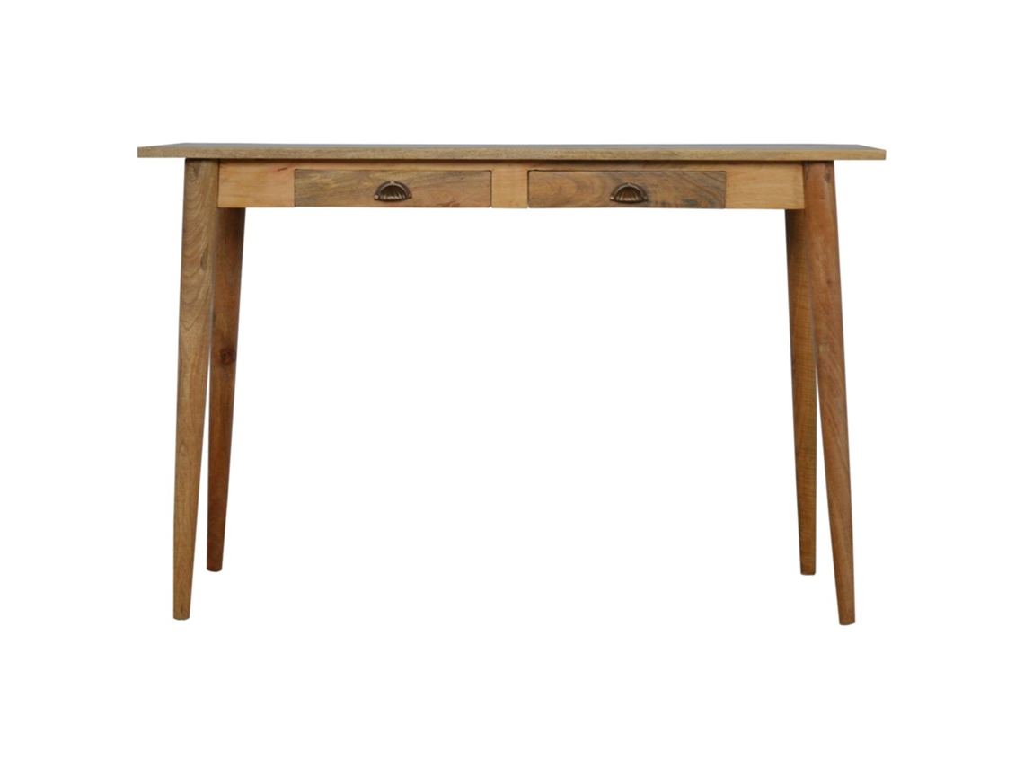 Escritorio de estilo nórdico de madera maciza con 2 cajones, beige, ARTISAN FURNITURE EST 1995 TM