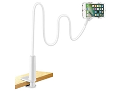 2026-soporte Para Tableta Y Smartphone Plegable, Brazo Flexible Ajustable Con Clip Antideslizante Blanca