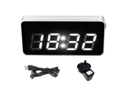 Reloj de escritorio Baok con espejo de cristal, función luminosa, LED, calendario perpetuo y enchufe estándar australiano para el hogar y la oficina.