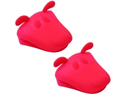 guantes de silicona con forma de animal - Resistentes al calor - Antideslizantes - (Rojo)