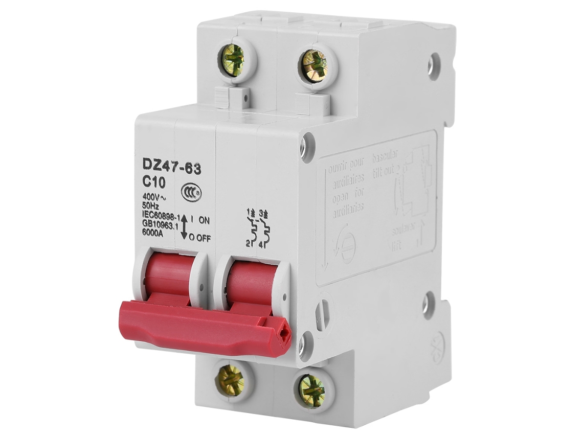 2026velora-disyuntor Miniatura Dz47-63 2 Polos 10a 400v 50hz Capacidad De Interrupción 6000a
