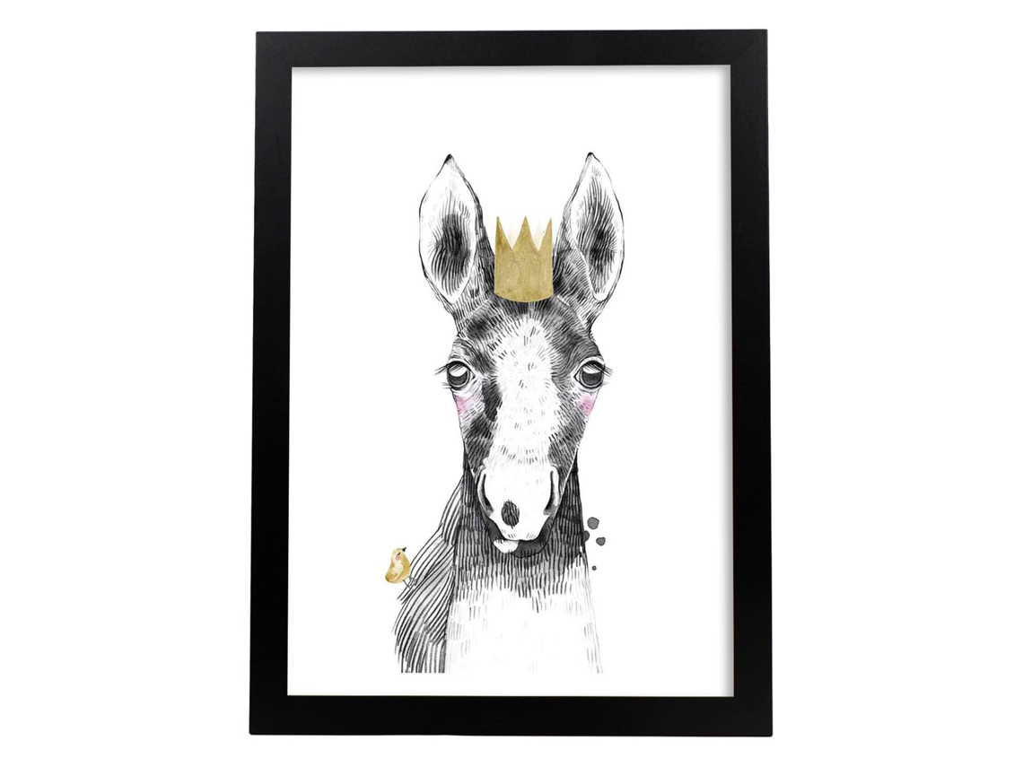 Póster NACNIC Infantil Caballo Bebe con Corona Dorada Aminales Infantiles