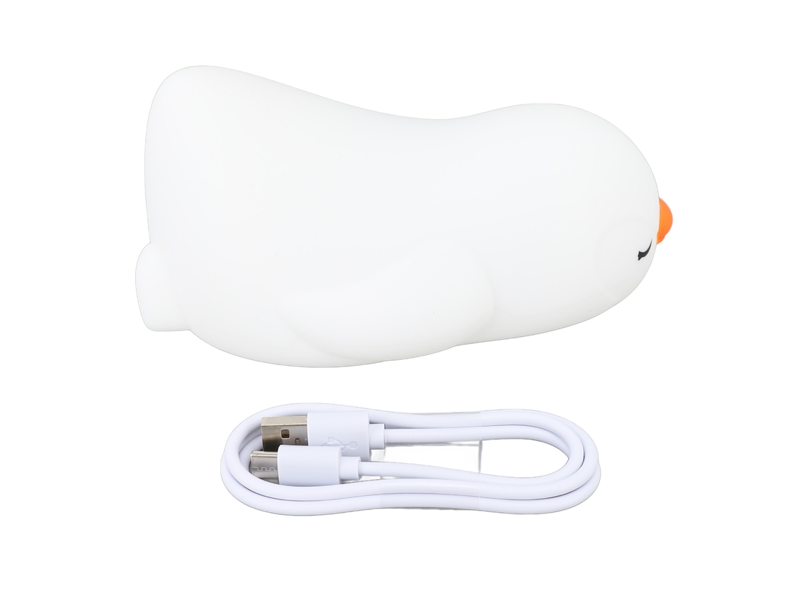 Bj-lâmpada De Noite Pingüino Cartoon De Silicone Macio Usb Recarregável Led Colorida Adorável Para Crianças