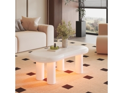 Mesa de centro blanca en forma de nube, fabricada en MDF, con luces LED de 16 colores y cajones. (Tablero de fibra de densidad media)
