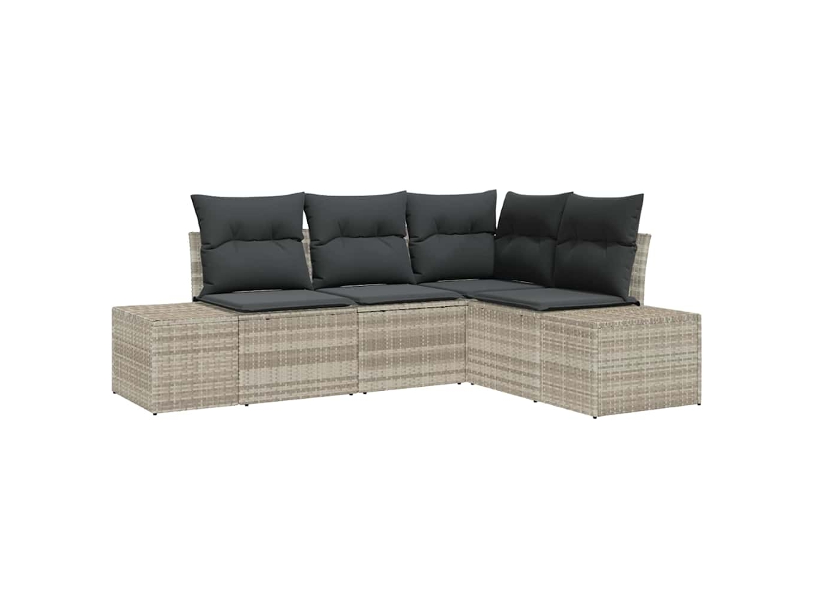 Conjunto de sofá de jardín de 4 piezas de mimbre gris claro EXCLUSIVO DE LA CASA (sin dimensiones)
