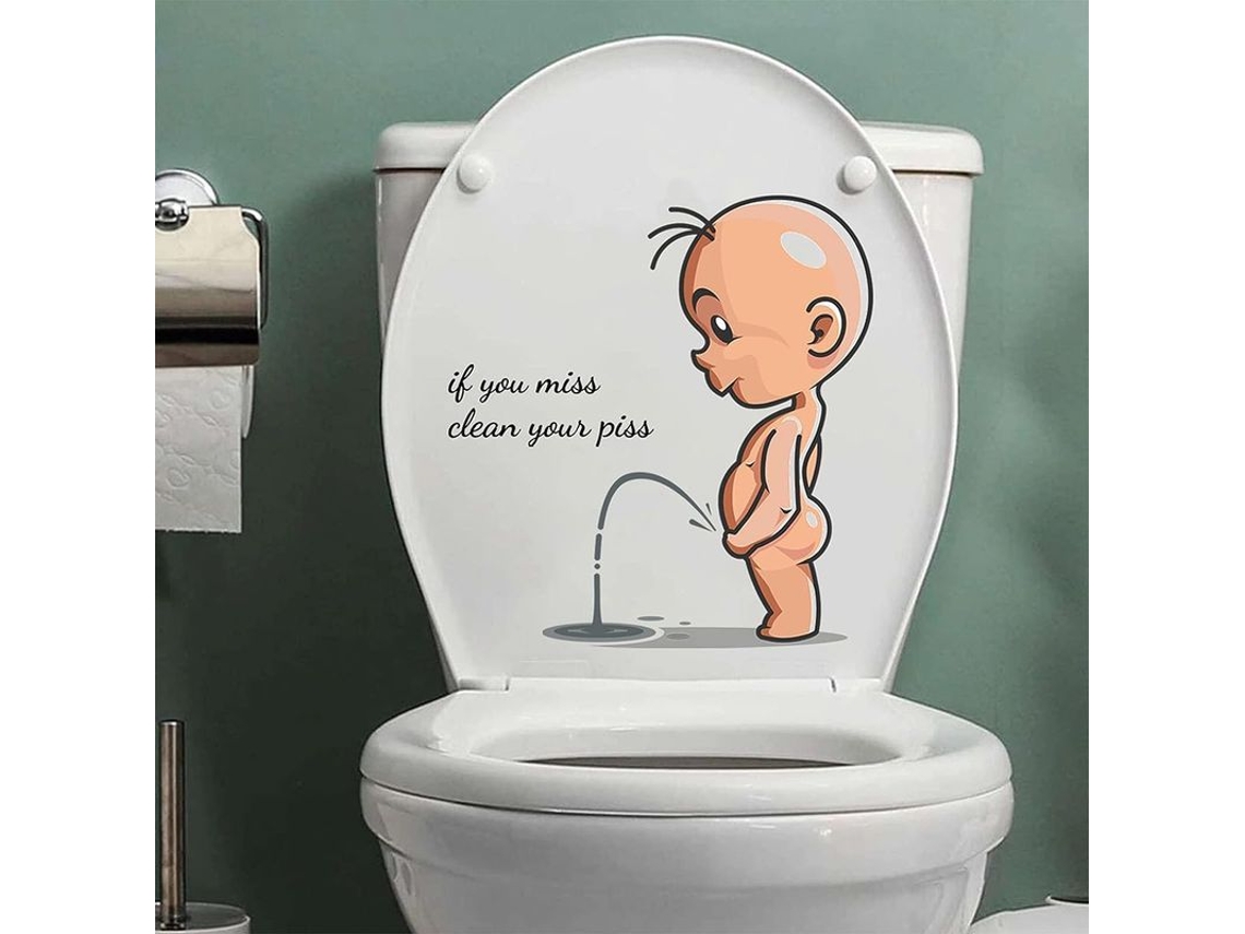 2026-stickers De Inodoro De Villano Animado, Decoración De Baño Con Frase, Vinilo Impermeable Removable Para Wc Y Puerta