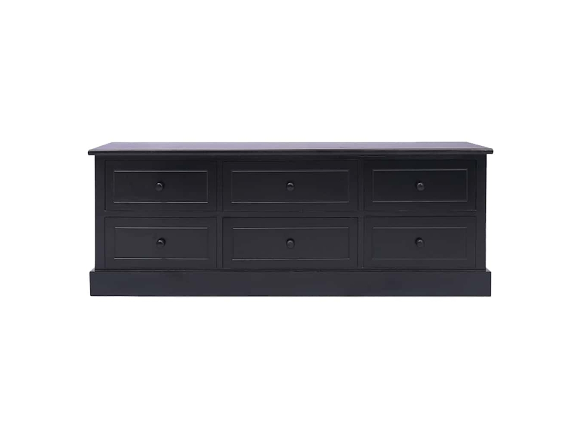 Maison Exclusive - Mueble Para Tv Madera Maciza De Paulownia Negro 108x30x40 Cm