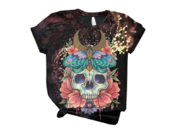 2026altiro - Camiseta de manga corta con estampado de calavera en 3D, diseño de esqueleto y elementos kármicos.