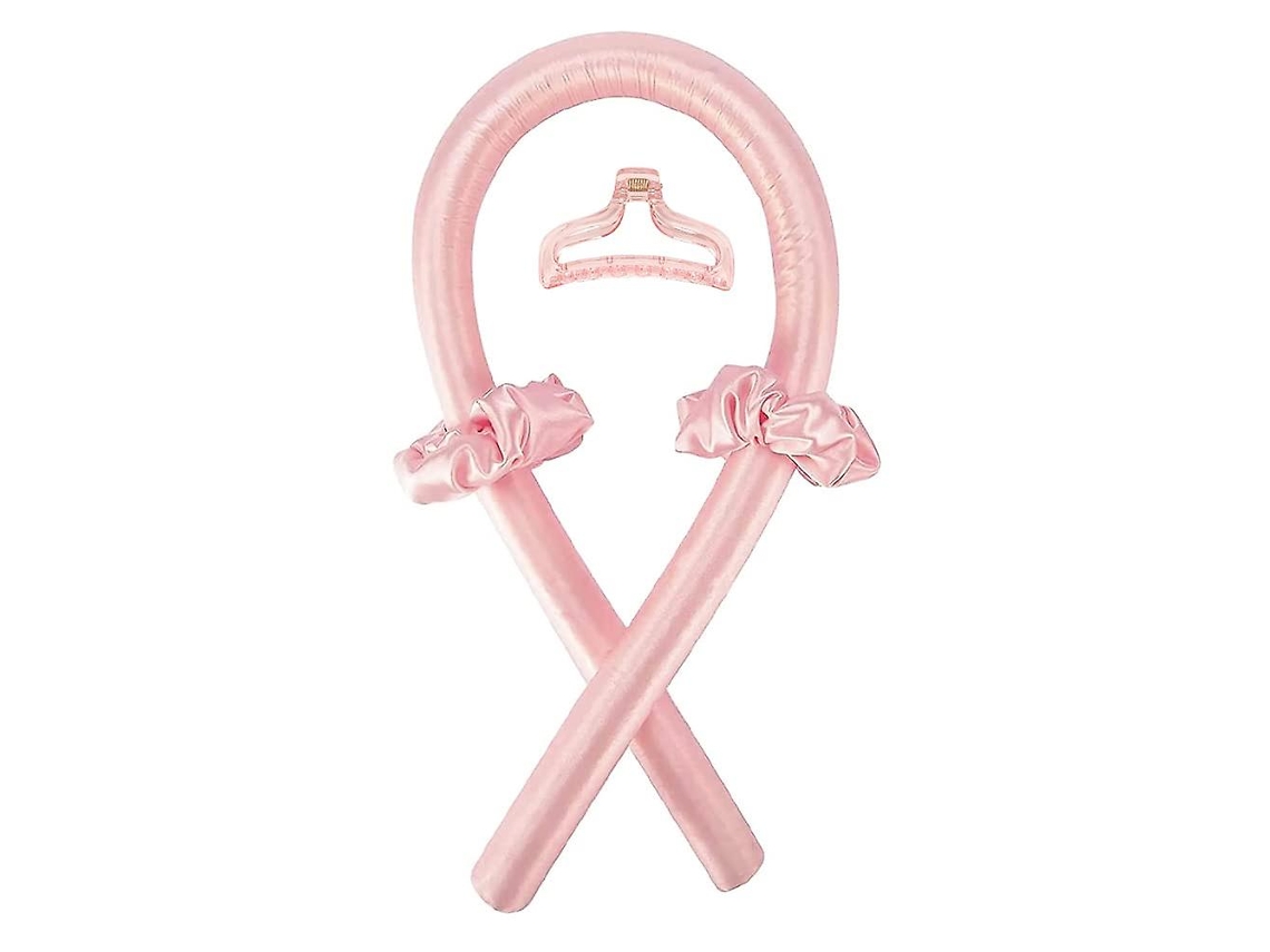 Diadema Zengo sin calor, cinta de seda sin calor, rizador de pelo con pinza, ondas naturales y suaves Rosewell (rosa)