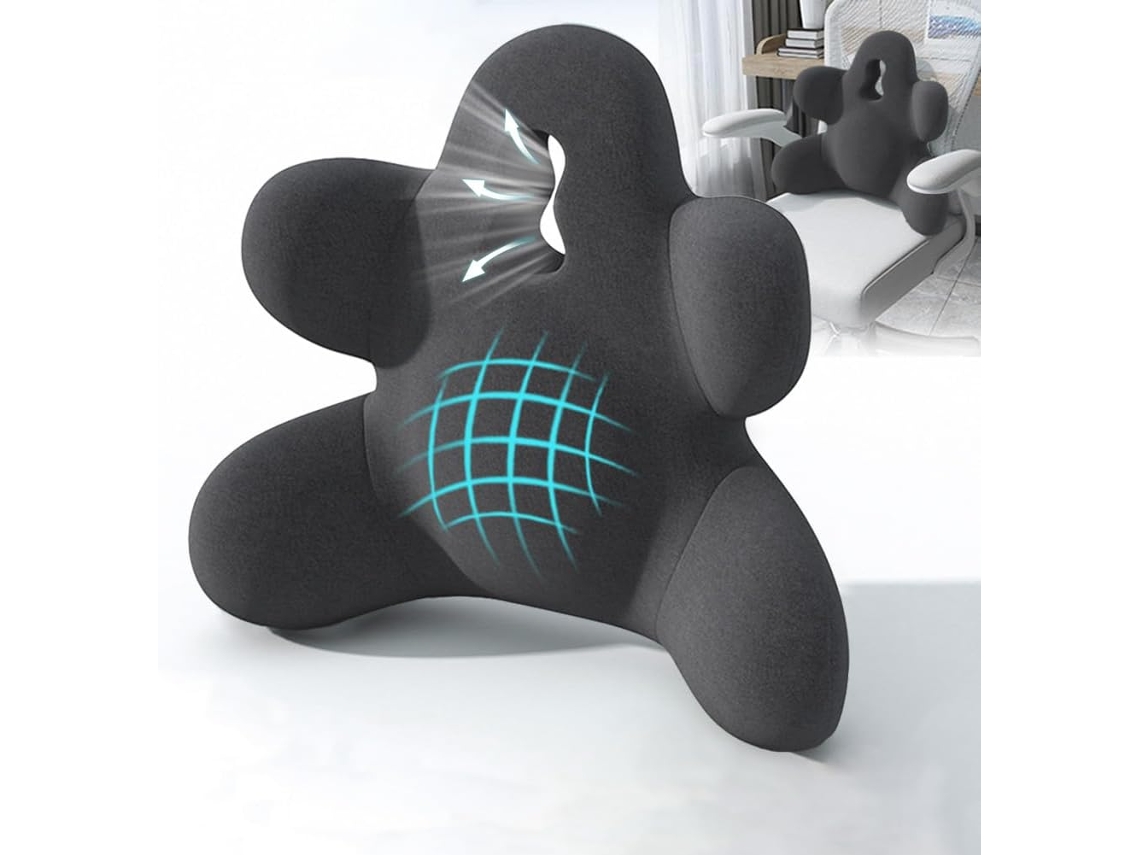 Almohada De Apoyo Lumbar Para Silla De Oficina, Ergonómica, De Espuma Viscoelástica, Color Gris Oscuro. Gertiz
