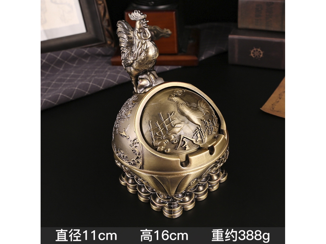 (12 Animales Del Zodiaco En Bronce Antiguo - Gallo, Versión Mejorada) Cenicero Creativo Con Los Doce Animales Del Zodiaco