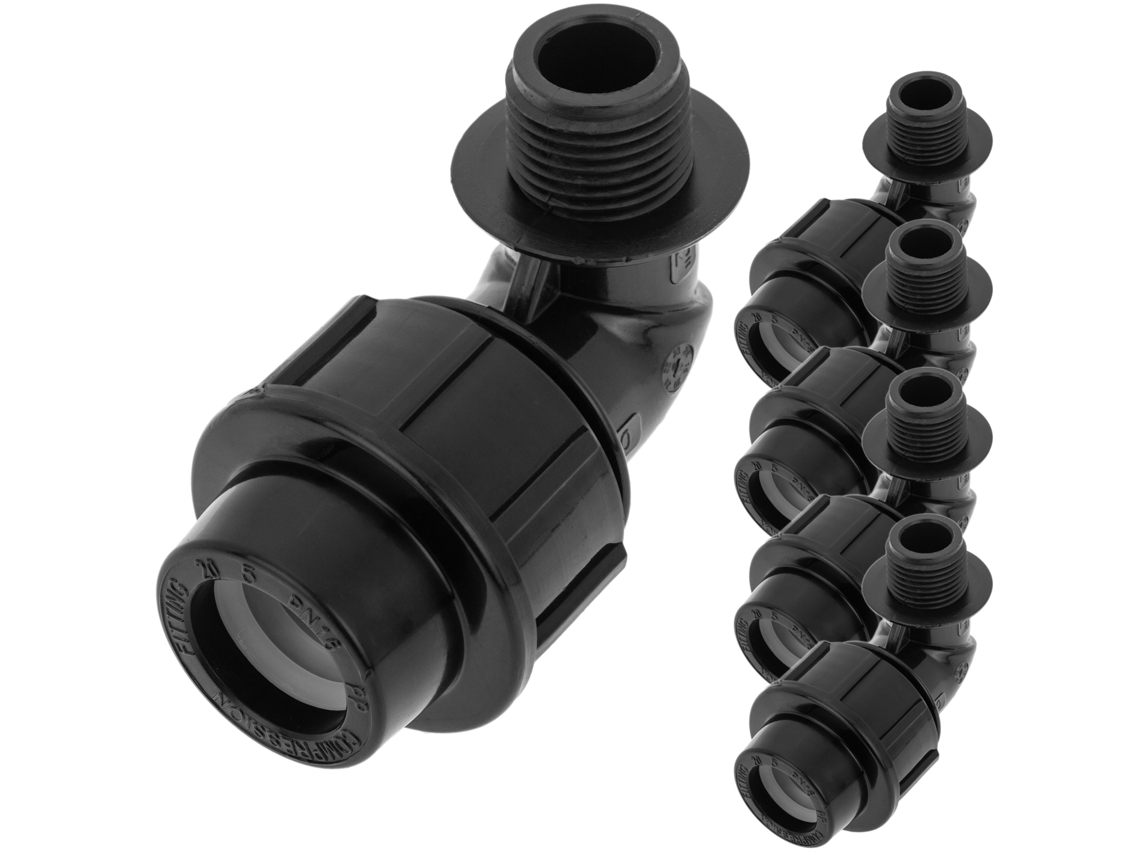 Paquete De 5 Unidades Terminales De Polietileno Rosca Macho Angular 20 Mm X 1/2“ Para Sistema De Riego PRIMEMATIK.COM