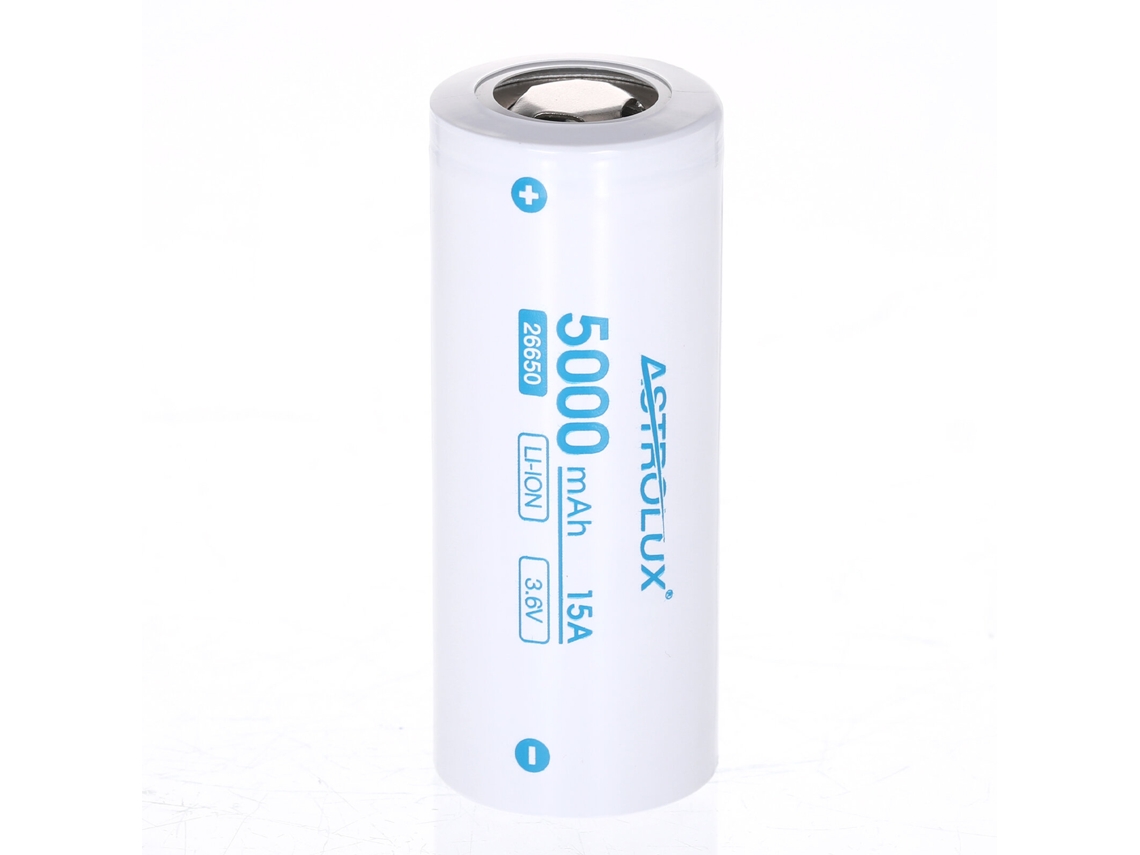 2 piezas - Astrolux C2650 5000mAh 3C 3.6V 26650 Batería de iones de litio sin protección 15A Celda de energía de litio recargable de alto rendimiento para
