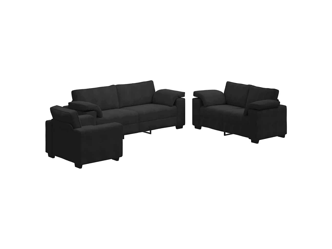 Maison Exclusive - Juego De Sofás Con Cojines 3 Piezas Terciopelo Negro