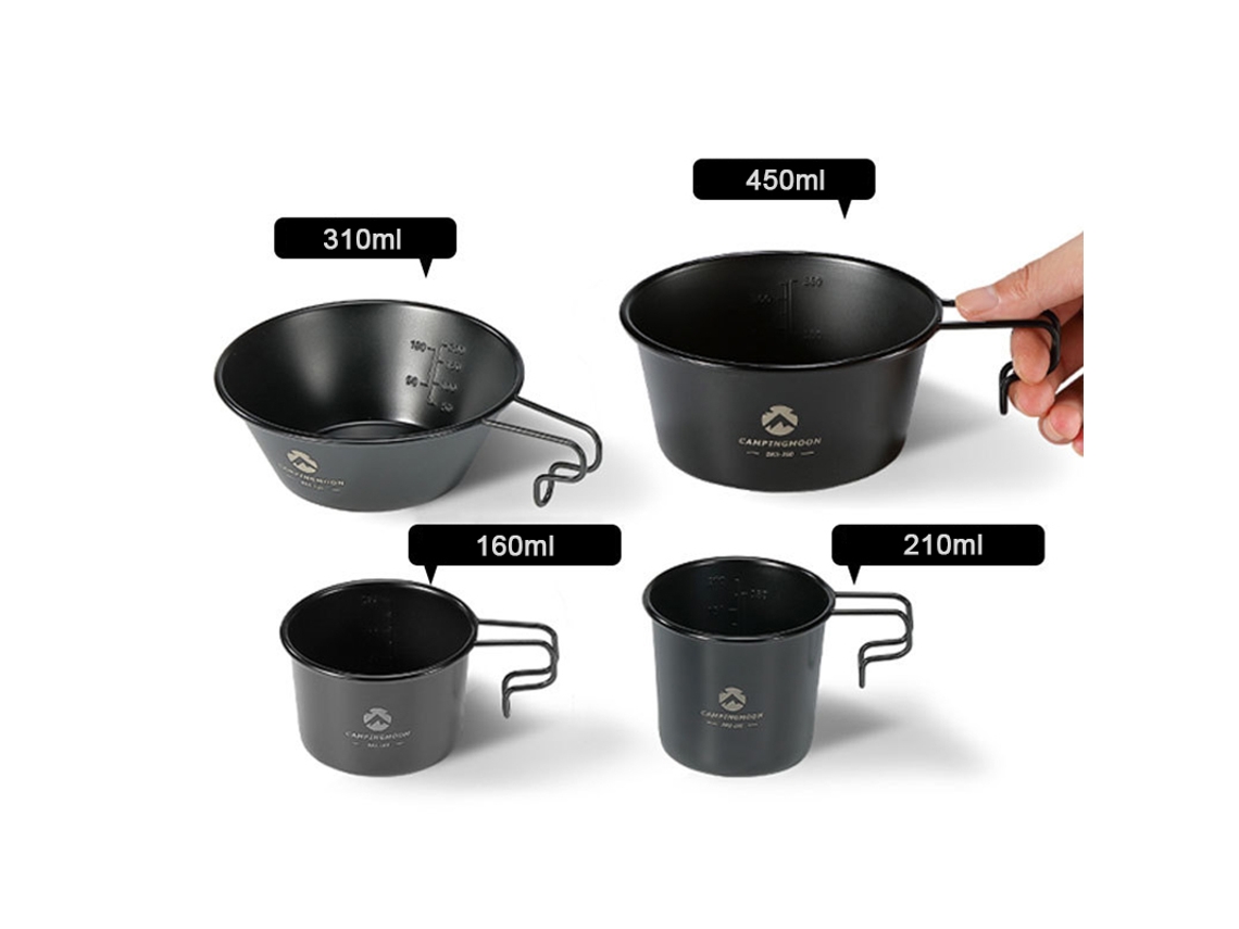 Vaso Sierra De Acero Inoxidable 304 Con Revestimiento De Titanio Negro Para Camping, Actividades Al Aire Libre Y Picnics - 160 Ml/210 Ml/310 Ml/450 Ml