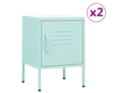 Mesitas de Noche LOVELY HOME Mesinha 2 Pcs 35X35X51 Cm Aço Cor Menta