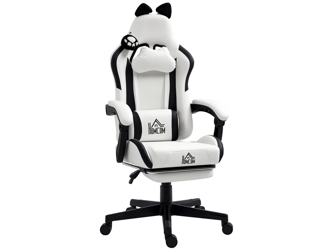 Silla Gaming Ergonómica Con Orejas De Gato, Respaldo Reclinable, 65 X 62 X 124 Cm, Blanca.