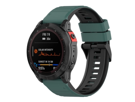 Correa de Silicona 26mm dos colores para Garmin Fenix 7X/6X/5X - verde oliva/negro