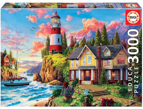 Puzzle EDUCA 3000 Faro Cerca Del Océano (Edad Mínima: 12 Años - 3000 Piezas)