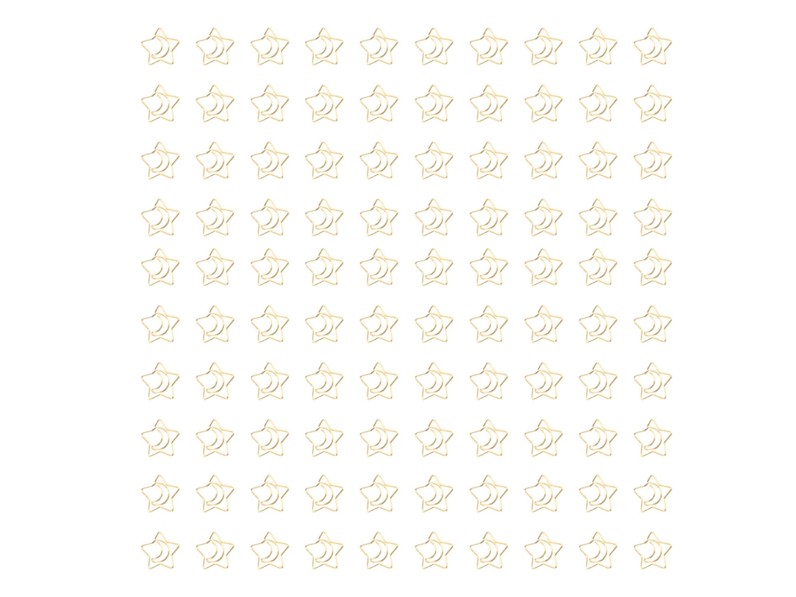 100 Clips De Papel Con Forma De Estrella Y Luna, Anti-morado, Ideales Para La Oficina, La Escuela Y El Uso Diario - Dorado