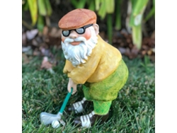 Figura de gnomo de golf para exteriores, hecha de resina, para uso en jardín.