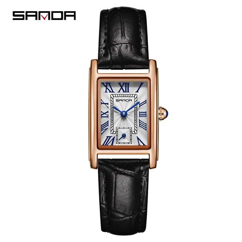 Reloj De Pulsera Para Mujer Con Esfera Rectangular, Movimiento De Cuarzo Resistente Al Agua, Estilo Ejecutivo.