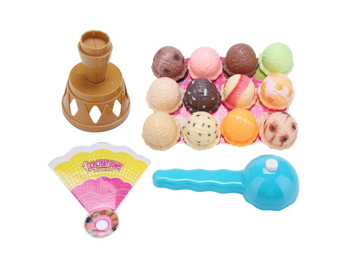 Rebe - Jogo de Equilíbrio de Sorvete de Plástico Empilhável com Colher para Meninos e Meninas
