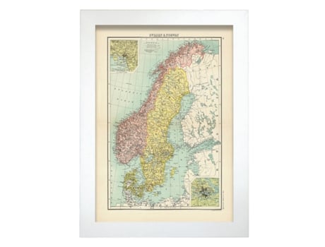 NACNIC Pósters Geográficos En Estilo Vintage Mapa De La Península Escandinava Ilustraciones De Antiguos Mapamundis En Tonos Sepia Tamaño A3, Sin Ma...