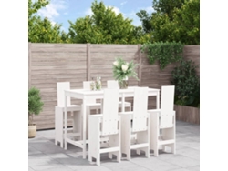 Conjunto Bar 7 Peças Para Jardim Pinho Maciço Branco Dkd Home Decor