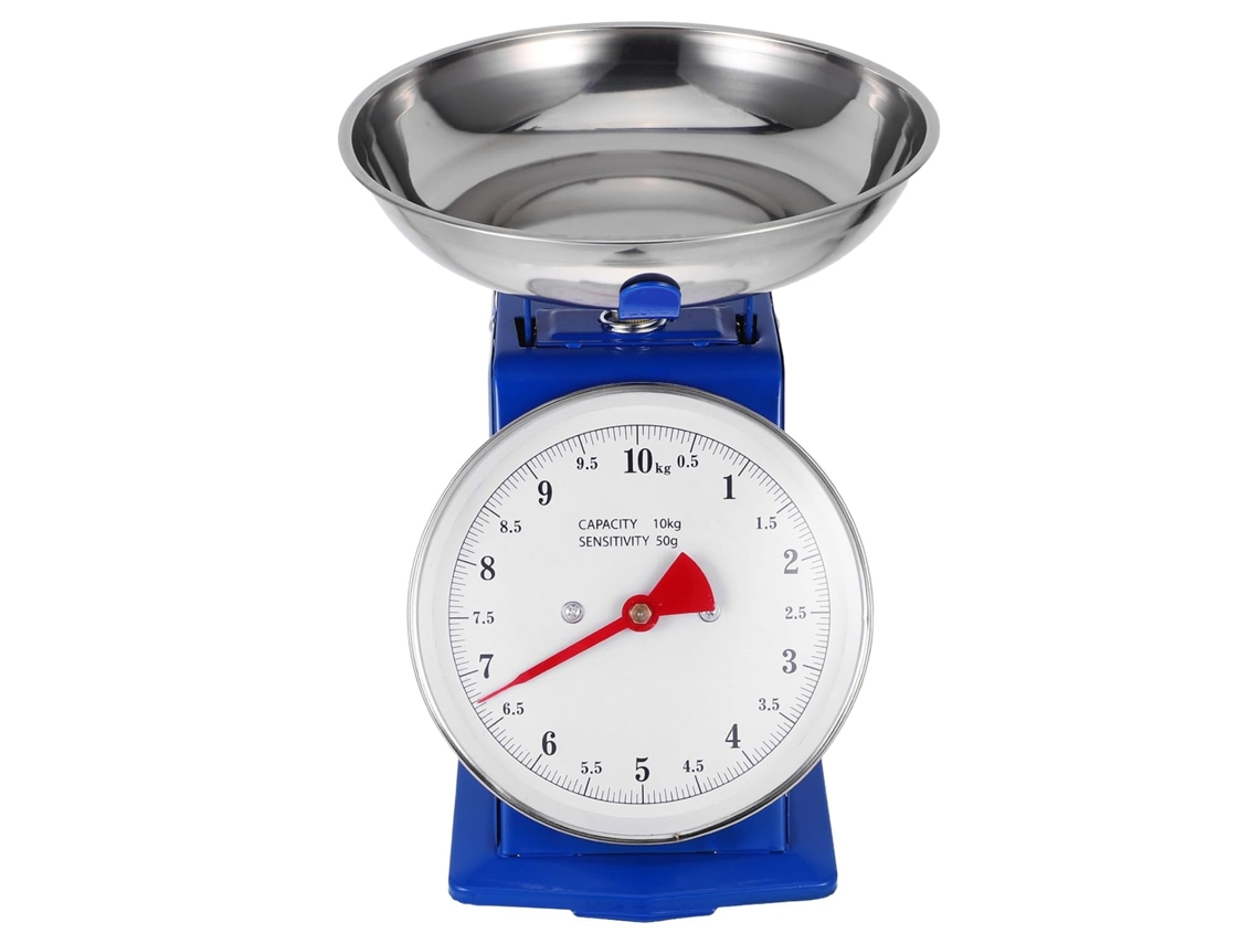 Balanza De Cocina Mecánica Vintage De 10 Kg En Acero Inoxidable Con Recipiente Extraíble, Esfera Grande, Fácil De Usar.