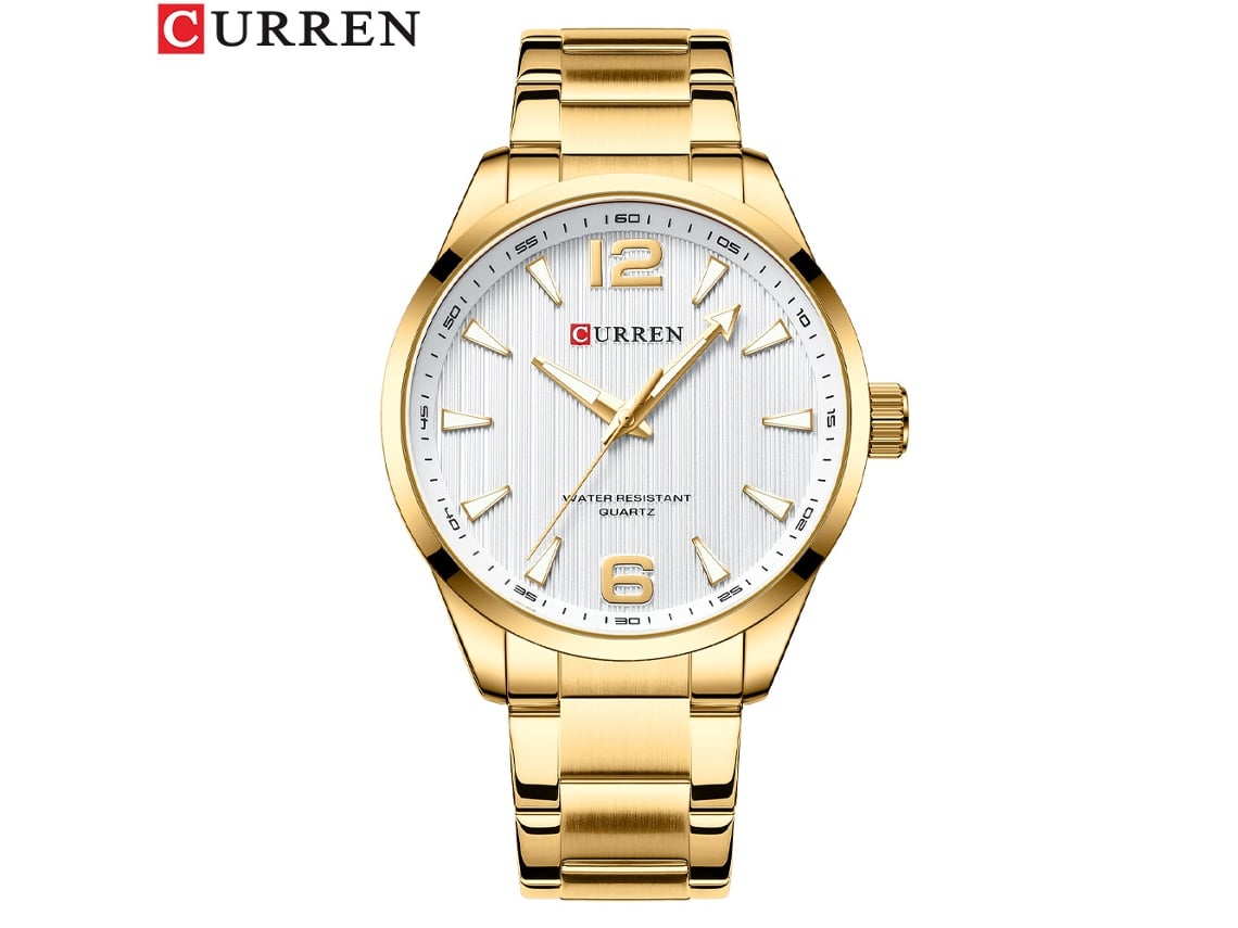 Reloj De Pulsera Informal De Cuarzo Para Hombre, De Acero Inoxidable (dorado Y Blanco), Sencillo Y Resistente Al Agua.
