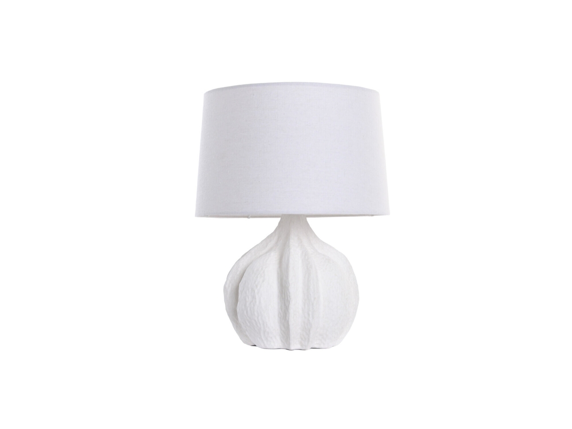 Lámpara de mesa de lino dolomita blanca, 40x40x51,5 cm, ALEXANDRA HOUSE LIVING