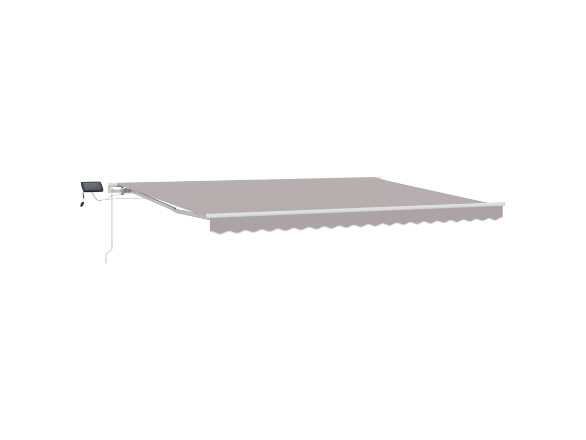 Toldo retráctil manual Vidaxl con LED, gris claro, poliéster gris claro (450 x 350 cm)