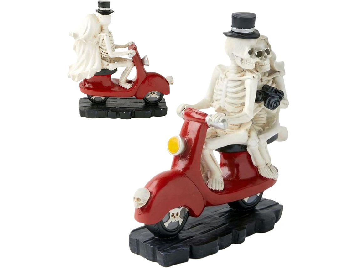 Estatua De Pareja Esqueletos Decoraci N En Motocicleta Mesa Hecha A Mano Art Culo Colecci Calavera Para El D San Valent