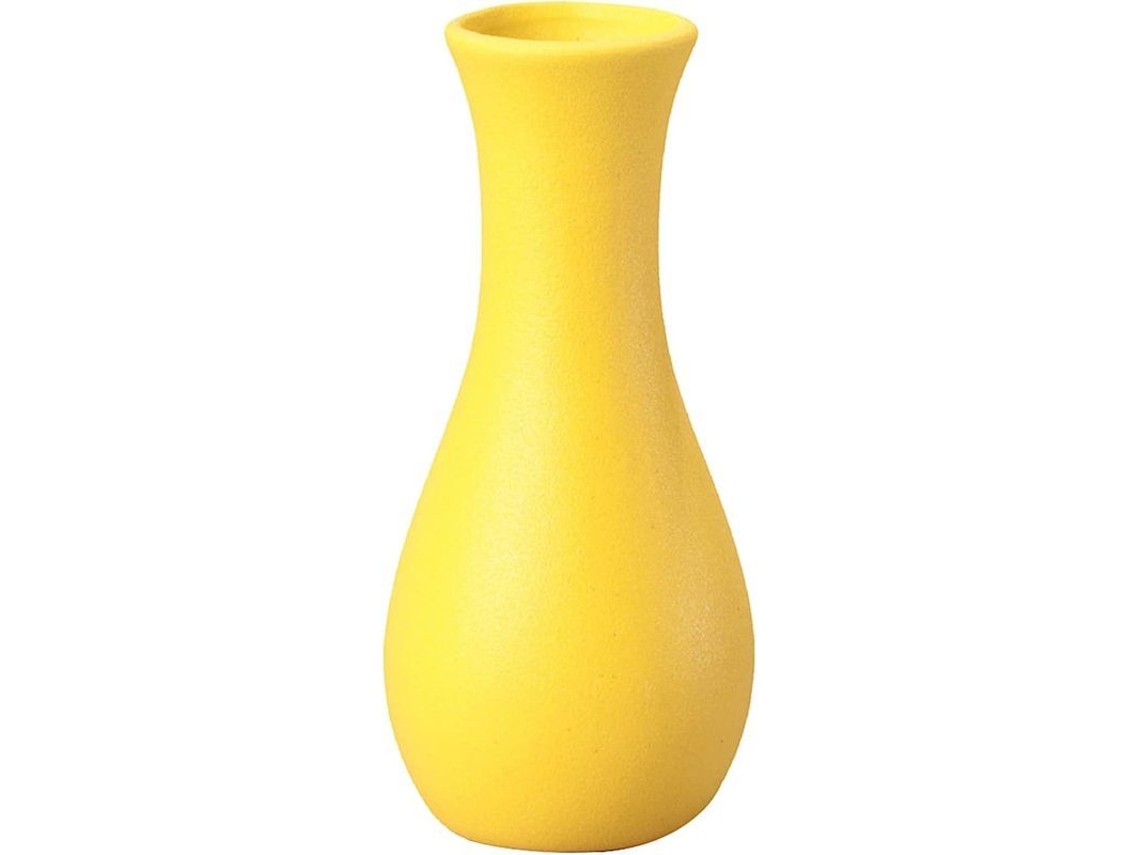 Jarrón De Cerámica Amarillo Decorativo Moderno, Diseño De Centro De Mesa, Acabado Mate.