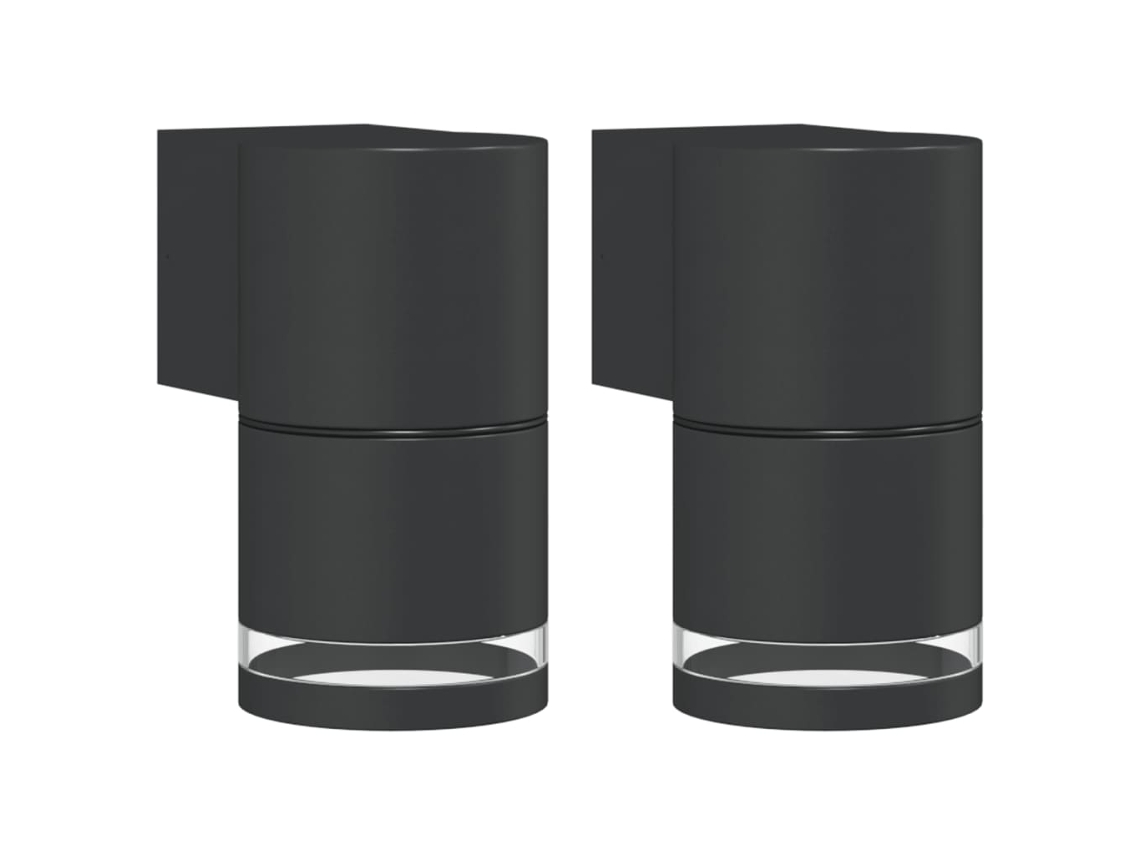 Conjunto 2 Lámparas de pared de exterior VIDAXL aluminio fundido negro