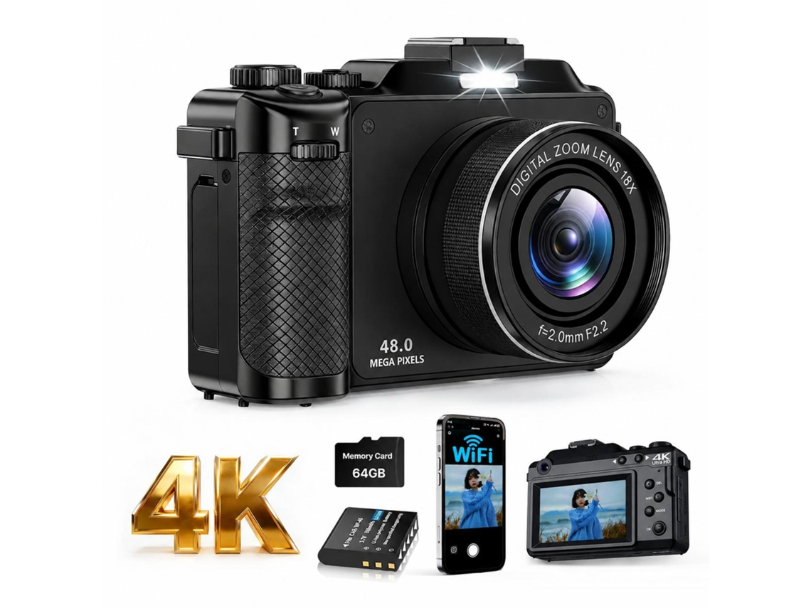 Cámara Web Digital 4k De 48 Mp Con Enfoque Automático (negra)